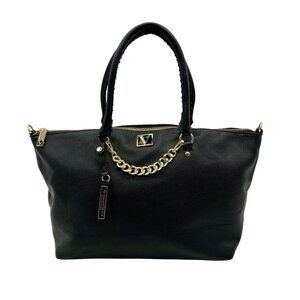 Victoria Secret's Black Pebbled Faux Leather Slouchy Satchel Bag
